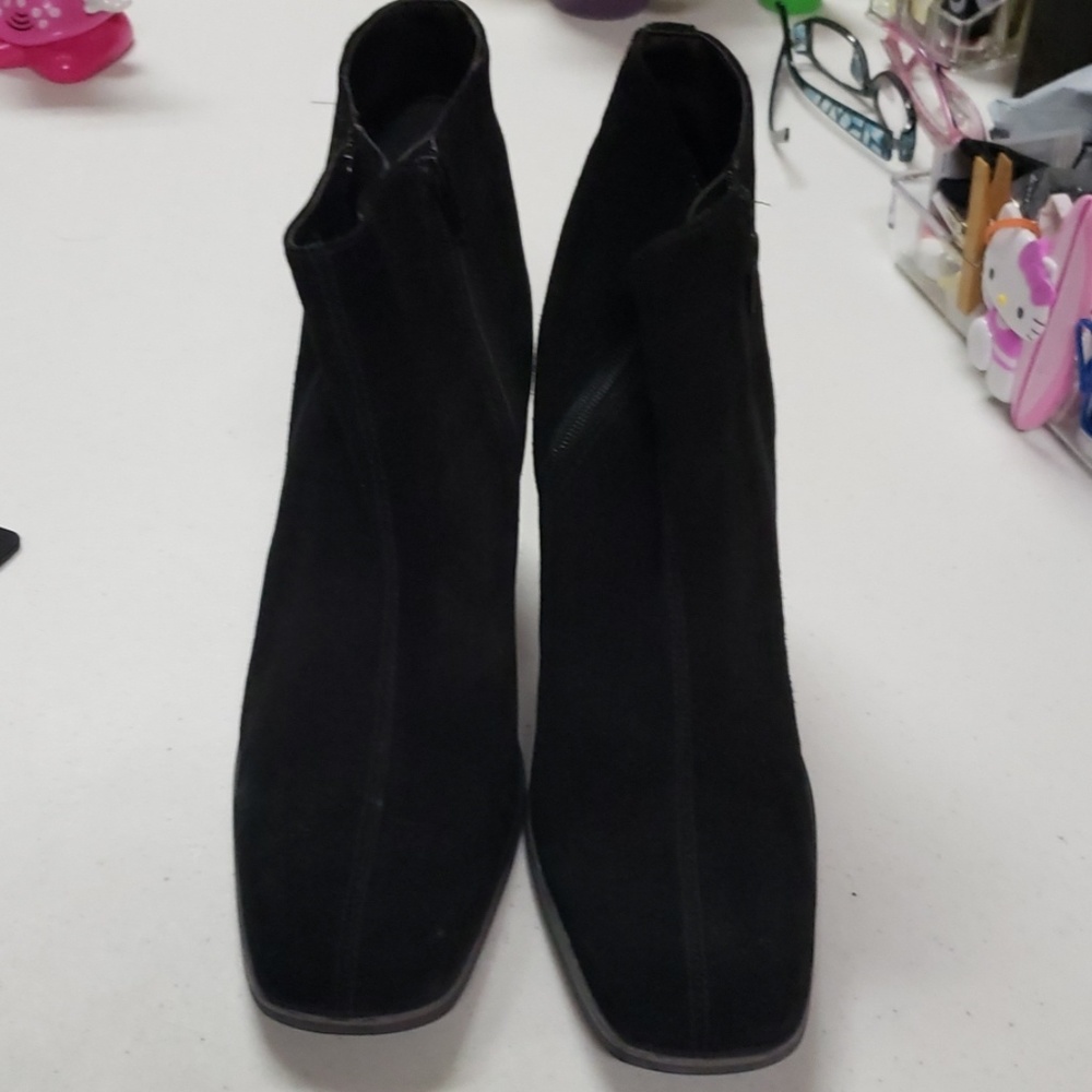 Suede black ankle boots